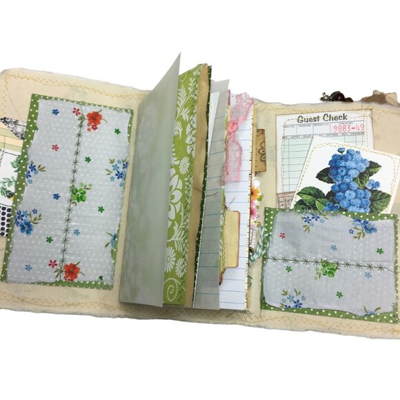 Writing Junk Journal Vintage Style Fabric Cover Diary Includes Ephemera No 9 u - Picture 4 of 10